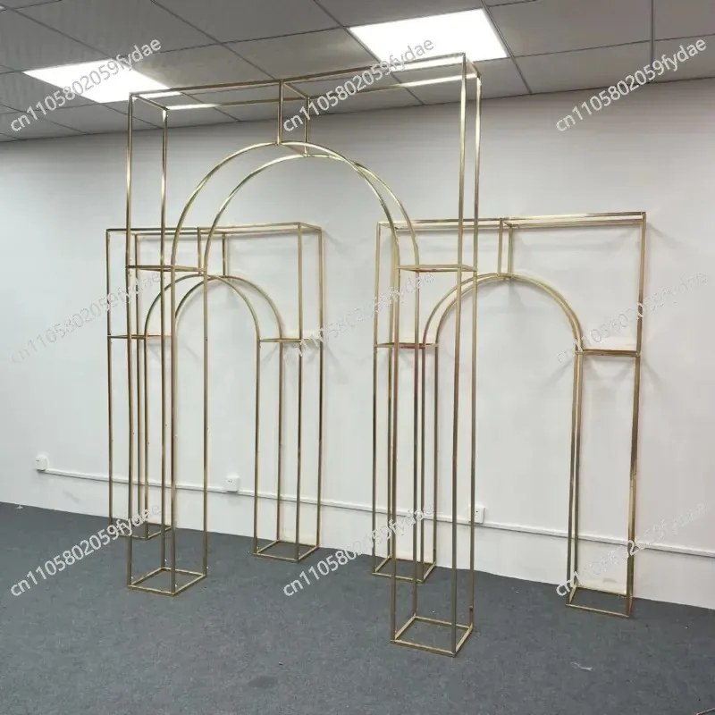 Wedding Props Wrought Iron Screen Wedding Stage Arrangement Golden Arch Welcome Area Electroplating Wedding Background Frame