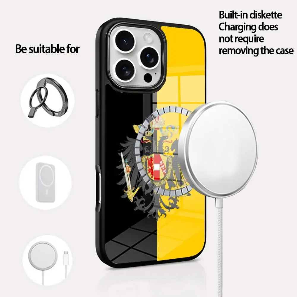 

German Empire Flag Phone Case For IPhone 16 15 14 13 12 11 Pro Max Plus Mini Magsafe Mirror Wireless Magnetic Cover