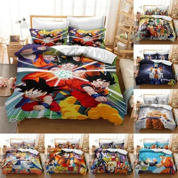Poszwa na kołdrę Dragon Ball 3D Zestaw pościeli Poszewka na kołdrę Poszewka na poduszkę Monkey King Otaku Pojedyncze Podwójne Dzieci Dorosły Anime Lover Prezent