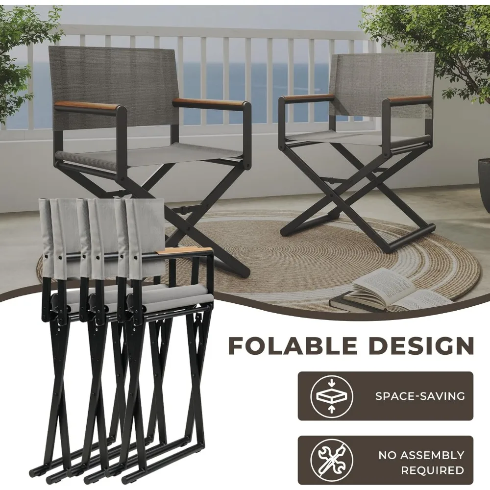 Ensemble de salle à manger d'extérieur, 10 chaises pliables extra larges, 1 table extensible, maille anti-UV, ensemble de meubles, 11 pièces