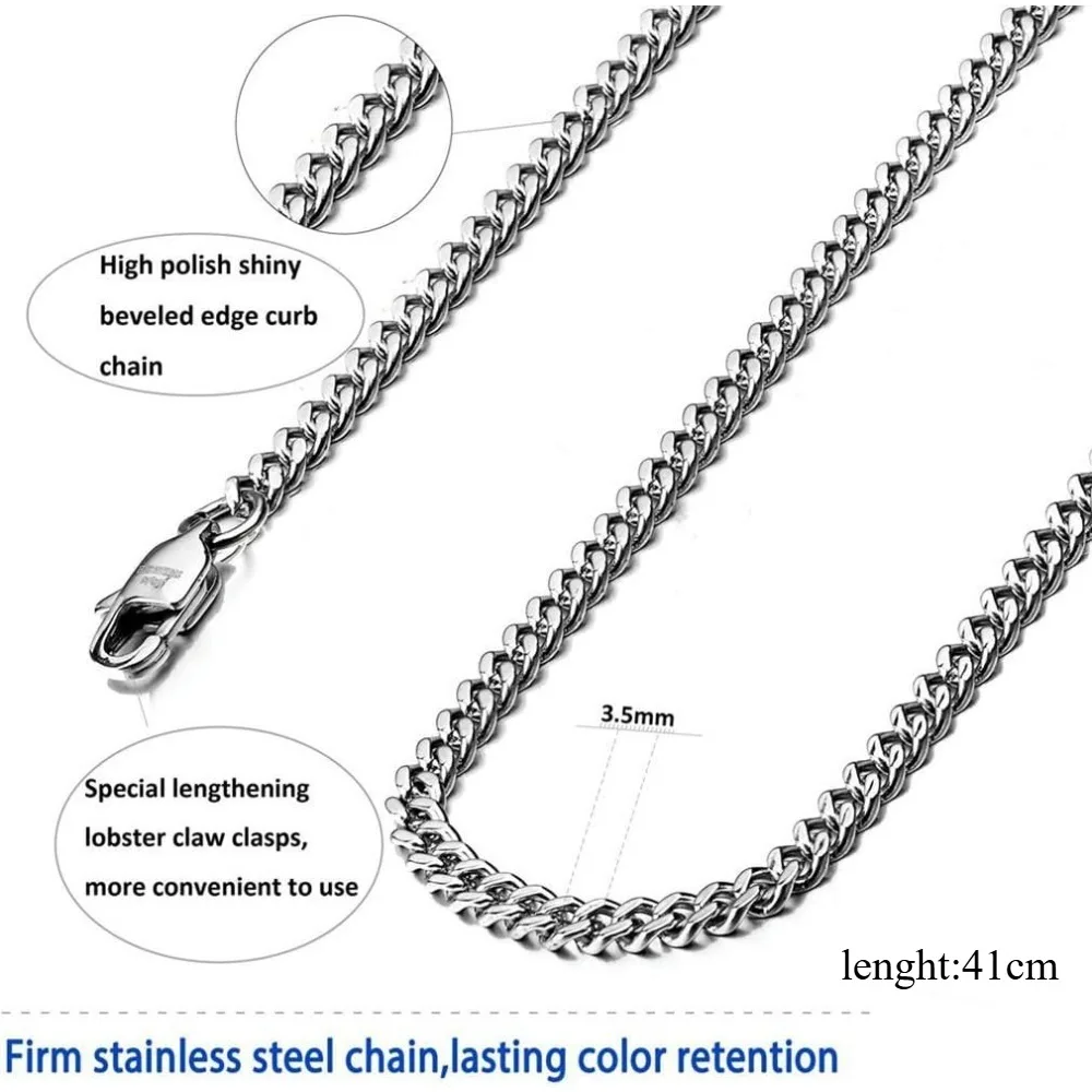 Drperfect 3Pieces 3.5mm Cuban Link Chain Necklace for Men Women Chains 41cm