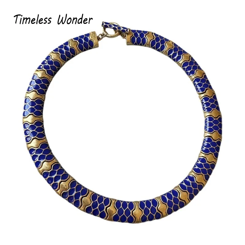 Timeless Wonder Retro Enamel Geo Pave Necklace for Women Designer Jewelry Trendy Rare Classy Neat Cute 4526