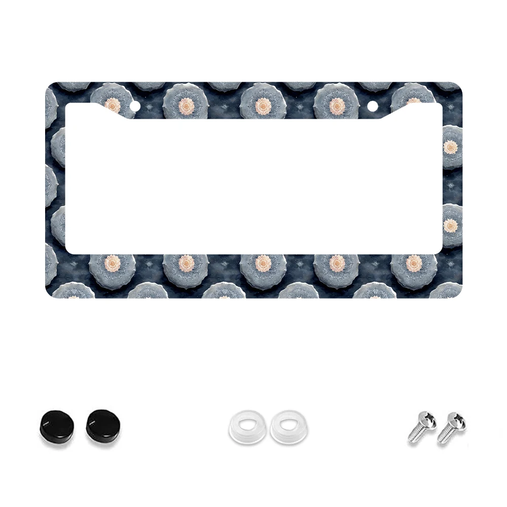 

1pc Blue and White Floral Pattern 2-Hole License Plate Frame, Aluminum Material, 6x12 Inches with Screw Kit, Retro Novelty Car
