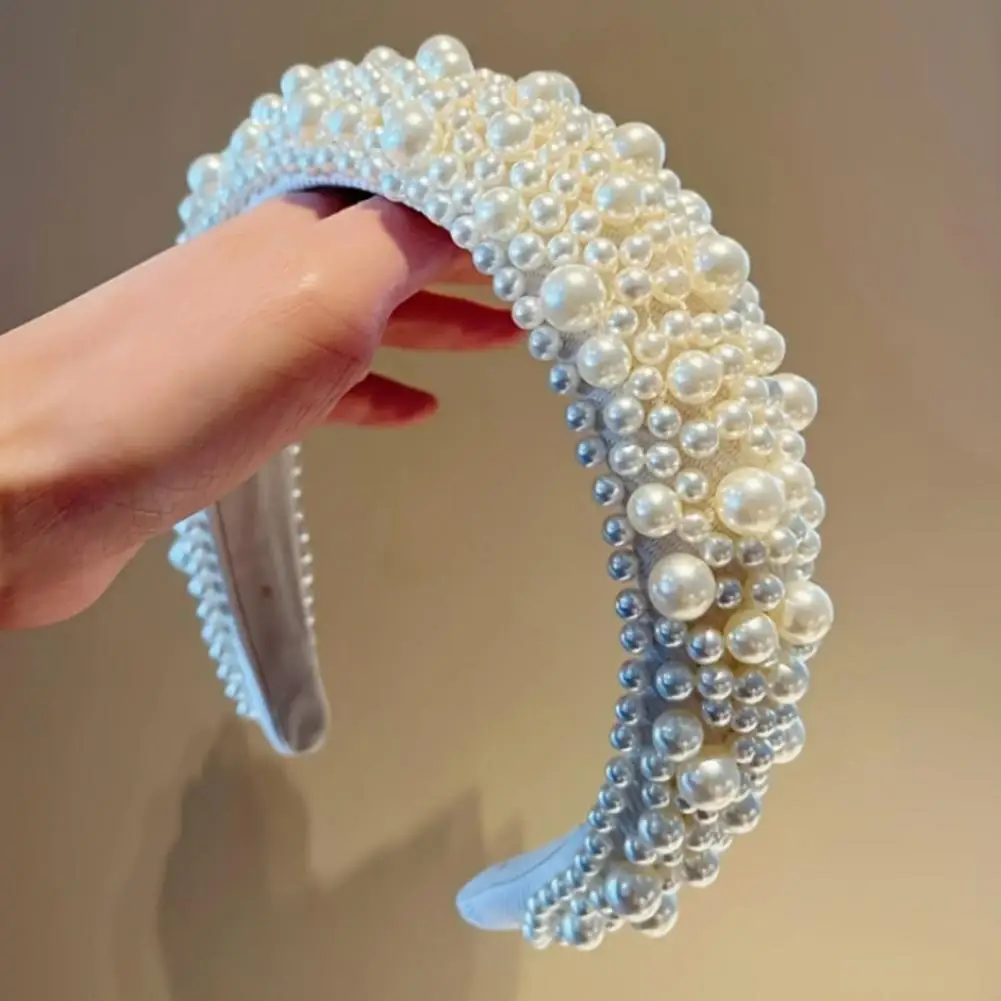 تقليد اللؤلؤ الشعر هوب واسعة زيادة عقال مرنة مريحة تناسب الشعر هوب النساء أغطية الرأس الزفاف إكسسوارات الشعر