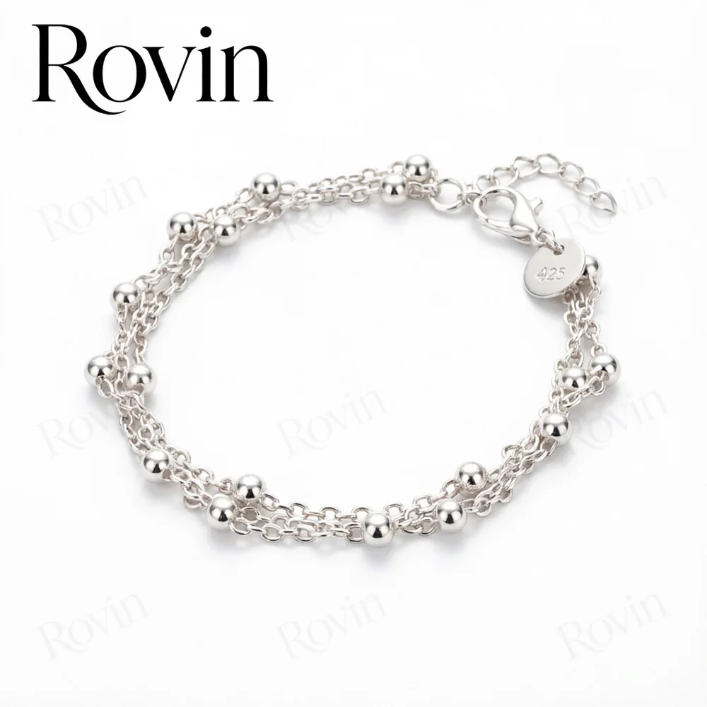 18K Gold 8-Inch Exquisite Multi-Layer Bead Bracelet – Stylish Women's Jewelry for Weddings and Parties