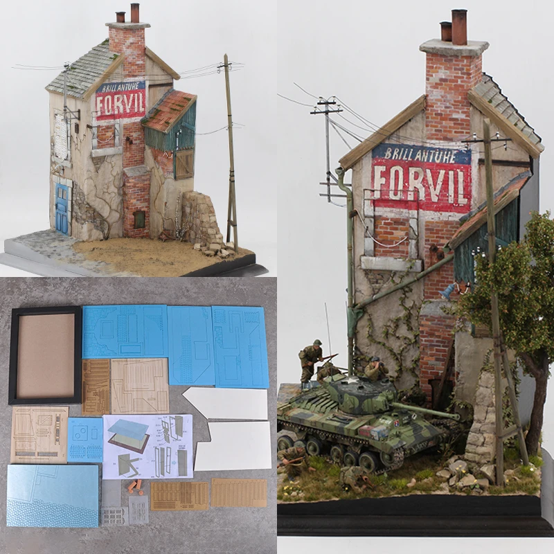 

Assembly Architectural Building model house villa diorama Scale model kit tank Wood Display Base car display stand 1/35