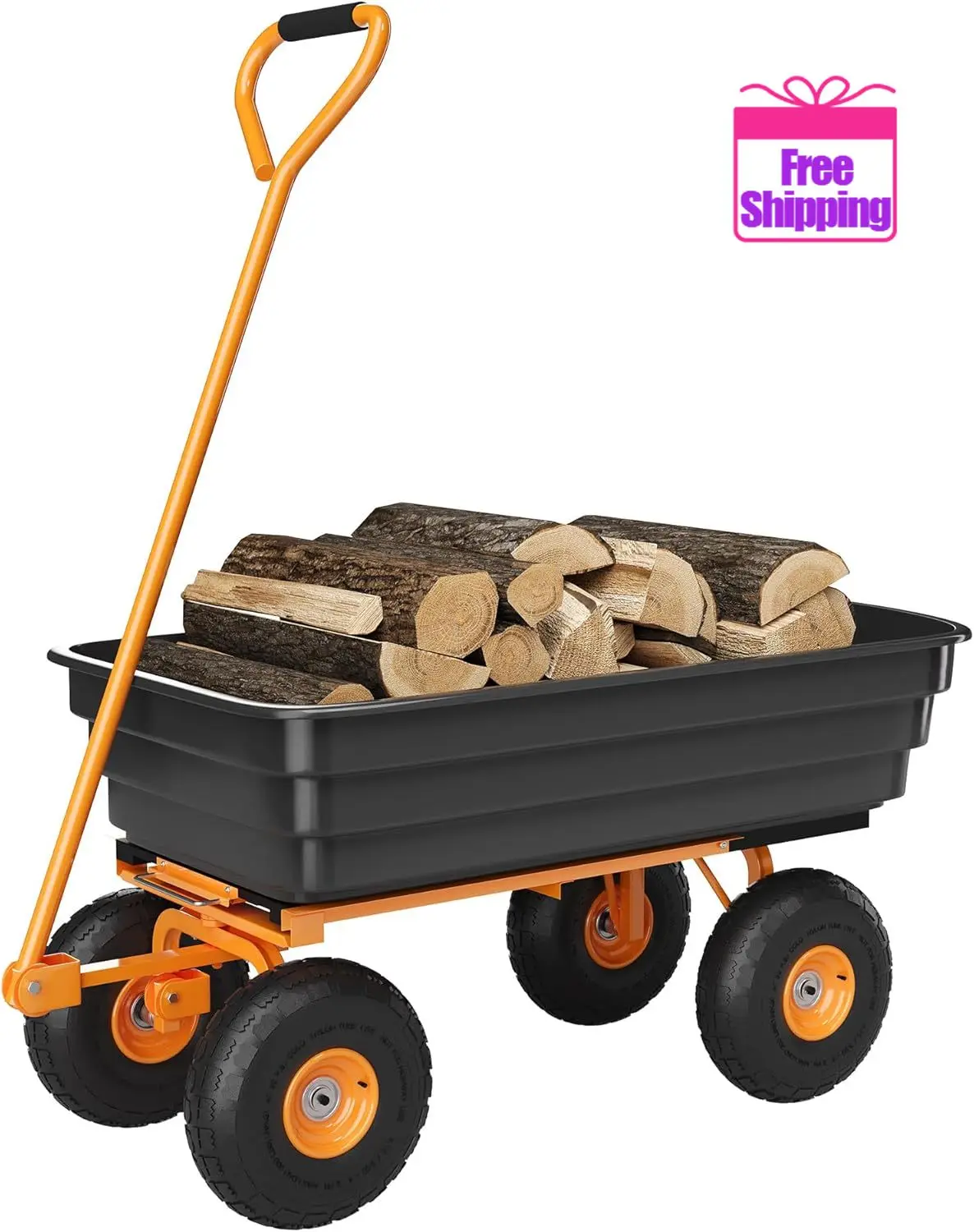 

Садовая тележка-самосвал - 1200 фунтов, 6 куб. футов. Усиленная вседорожная тачка, 180 ° Поворотная ручка для удобного управления, для работы на участке, в саду