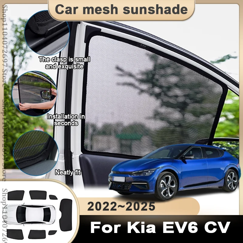 Magnetic Car Sunshade For Kia EV6 GT CV 2022~2025 2023 2024 Windshield Sunshade Cover Protector Front Side Window Privacy Blind
