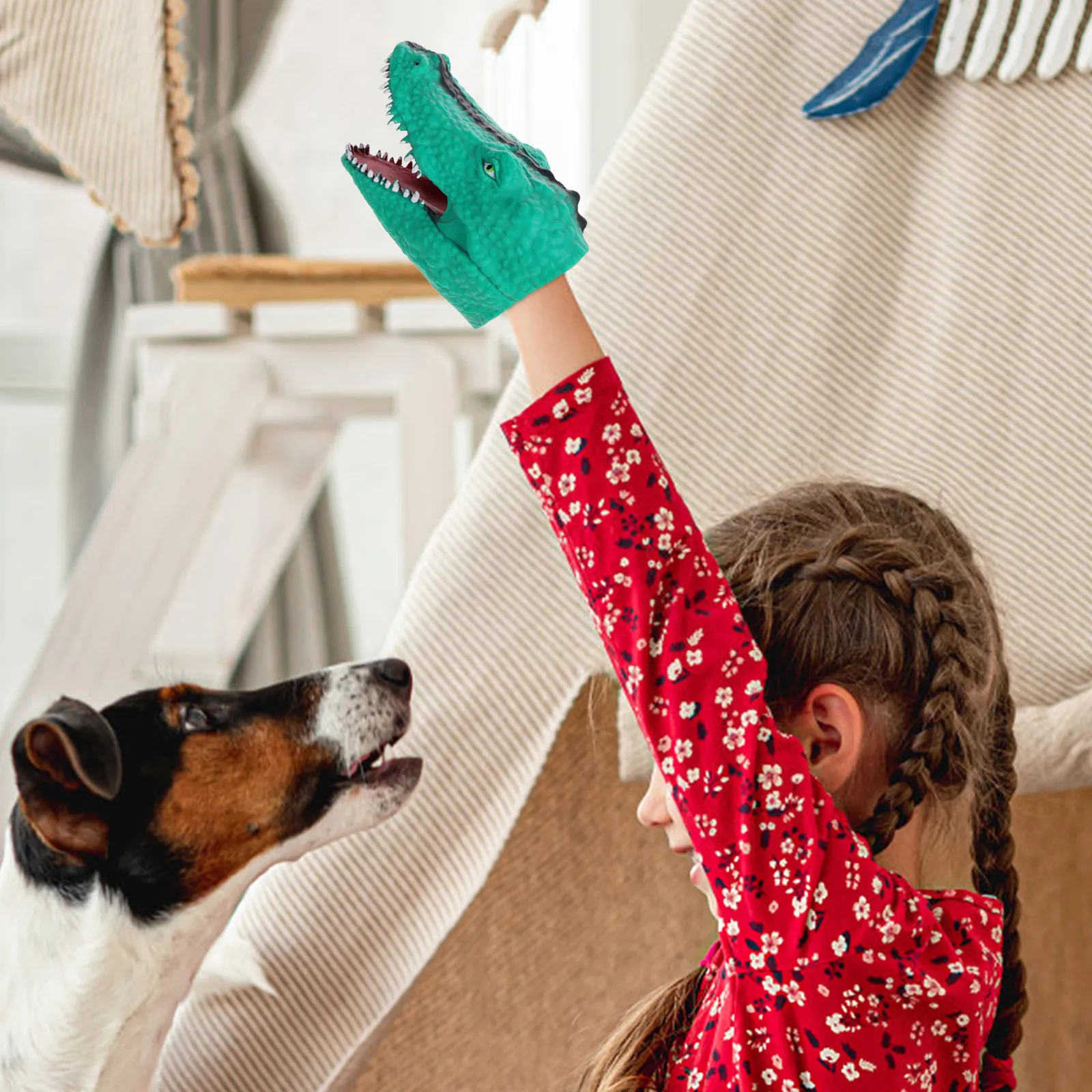 

Alligator Hand Puppet Tpr Soft Rubber Flexible Glove Design for Immersive Role Play Storytelling Halloween Animal Puppet