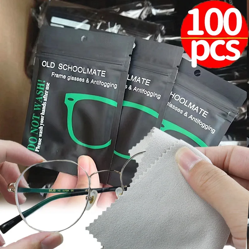 1/100Pcs Super Anti-fog Glasses Cloth for Eyeglasses Wipes Lens Cloth Defogger Suede Pre-moistened Chamois Sunglasses Wipes