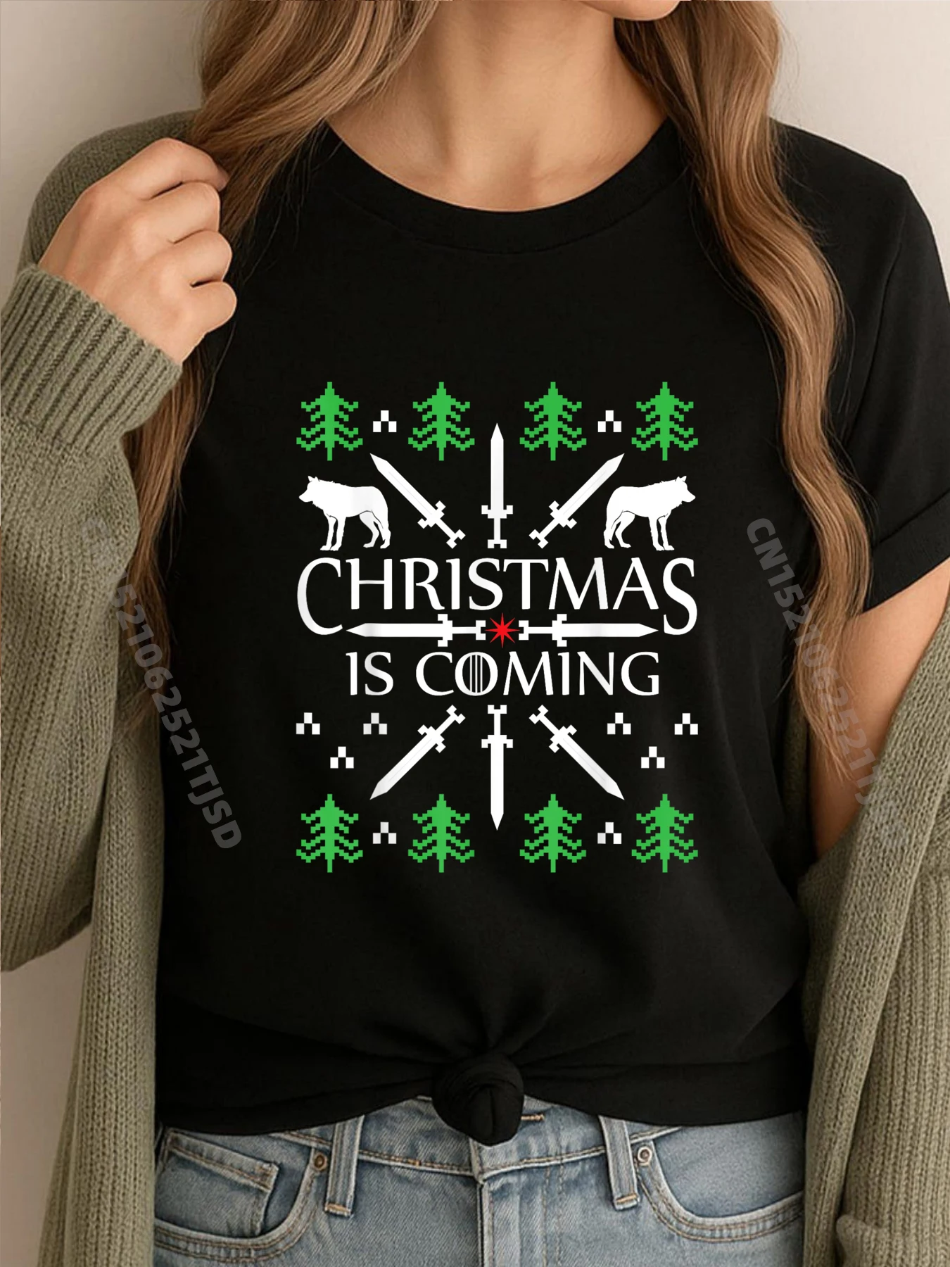 

Рождество приходит спортивная футболка Женская женская футболка