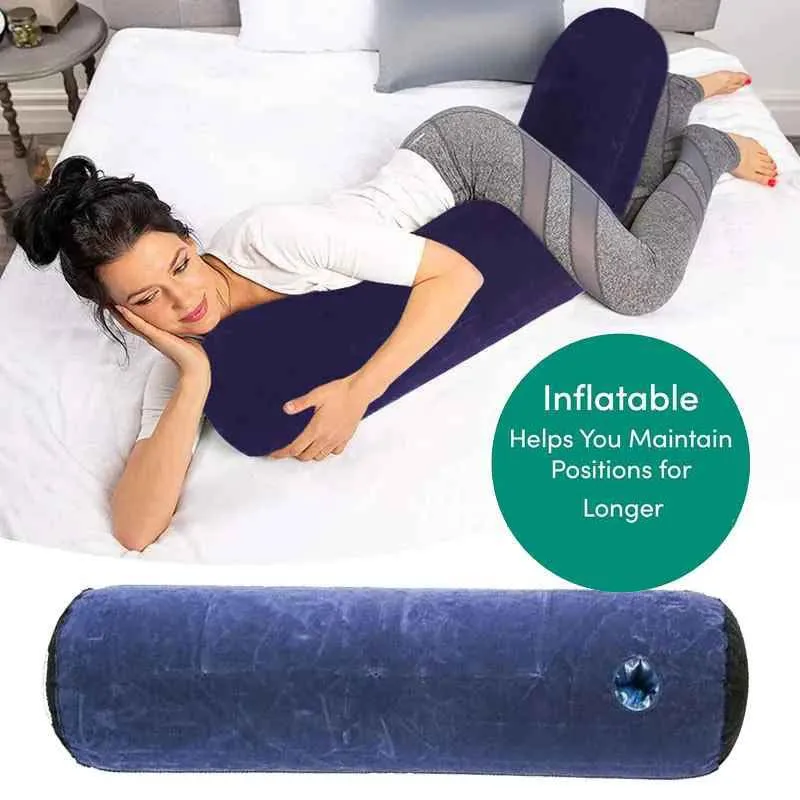 Female Pillow Hugs 86cm Long Round Inflatable Bolster Roll Wedge Cushion For Back Neck And Spine Relief During Sleep Washable