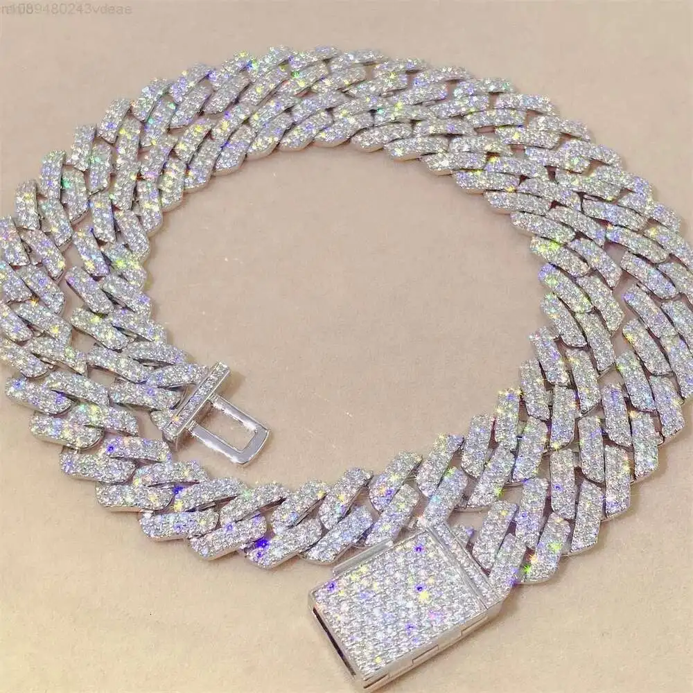 

Hip Hop Jewelry Iced Out 20 Cuban Necklace Bracelet Sterling Silver Moissanite 12mm Cuban Link Chain