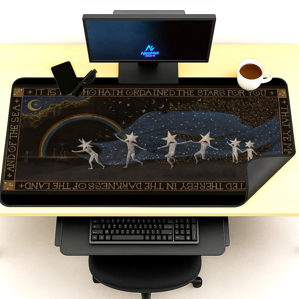 Starry Desk Mat Mousepad Oversized Moon 160x60cm Gaming 1200x600mm Black Computer Accessories Comfortable Nonslip Workspace
