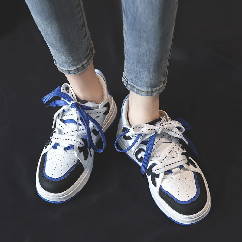 2022 Spring New Fashion Women\'s Sneakers Casual Sports Running Vulcanized Shoes Female Colorblock Cross Lace Designer Sneakers