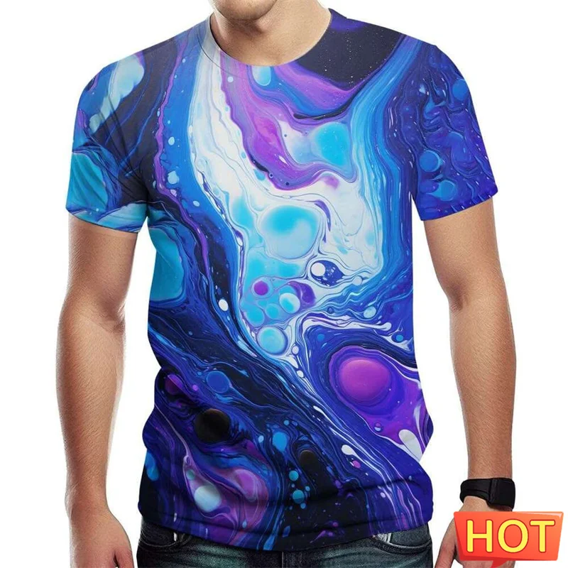 New Magic Water Pattern Leisure T Shirt Summer Fashion 3D Printed Magic Design Short Sleeve Ready Stock Casual Oversized T-Shirt