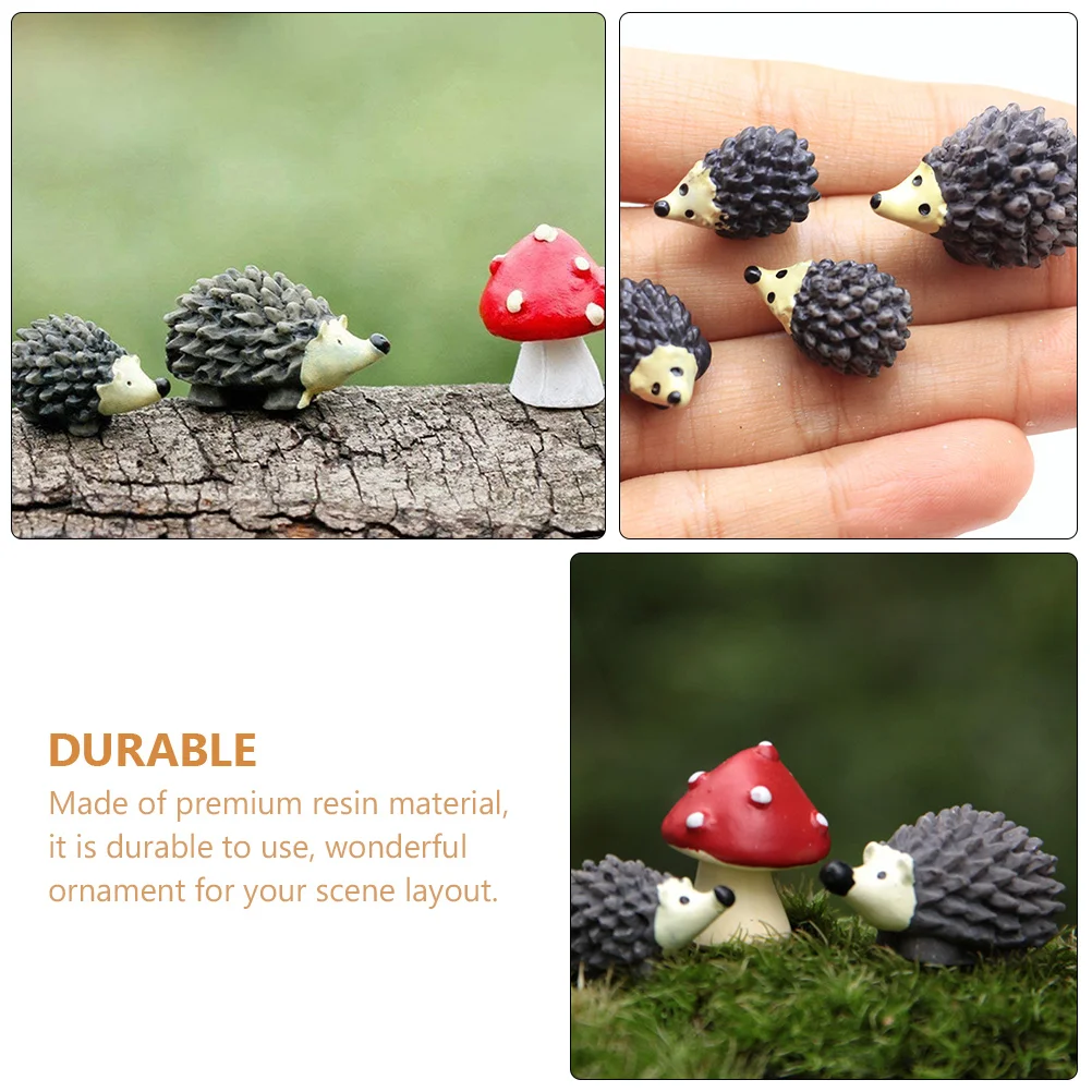 20 Pcs Hedgehog Ornament Resin Figurines Decor Mini Pots for Plants DIY Landscape Decorations Adornments Animal Ornaments