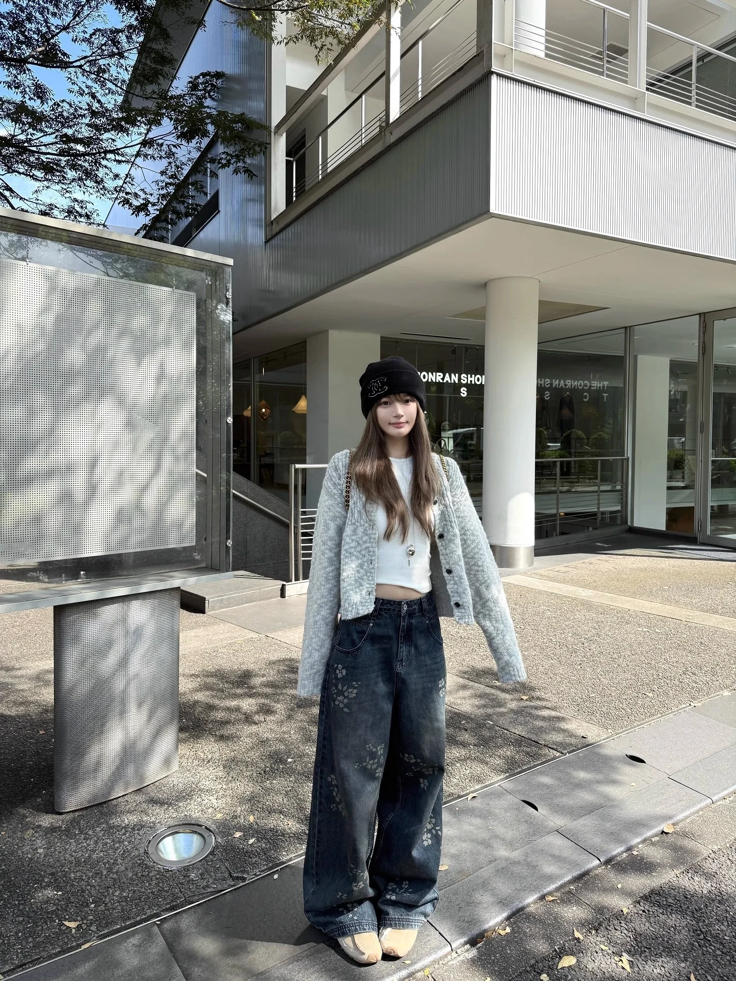 

Вязаный шерстяной кардиган Ceeyou Double Knit с круглым вырезом, свободного кроя, с длинными рукавами, для женщин, осень-зима