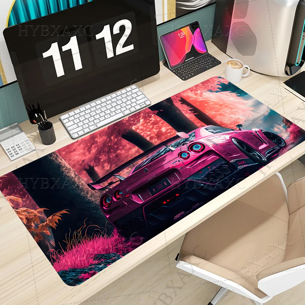GTR Sports Car Mouse Pad XL Gaming Accessories Office Gamer Keyboard Desk Mat Non-Slip Laptop Large Pink Cherry Blossom Mousepad