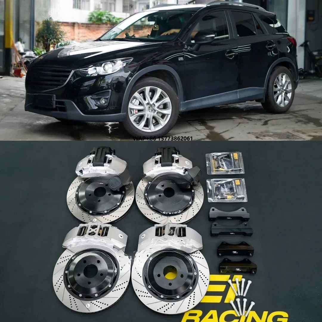Front P60ES 6 Piston and Rear P4-Explore 4 Piston Caliper With E-Brake Caliper BBK Auto Brake System for CX-5 19 Inch Rim