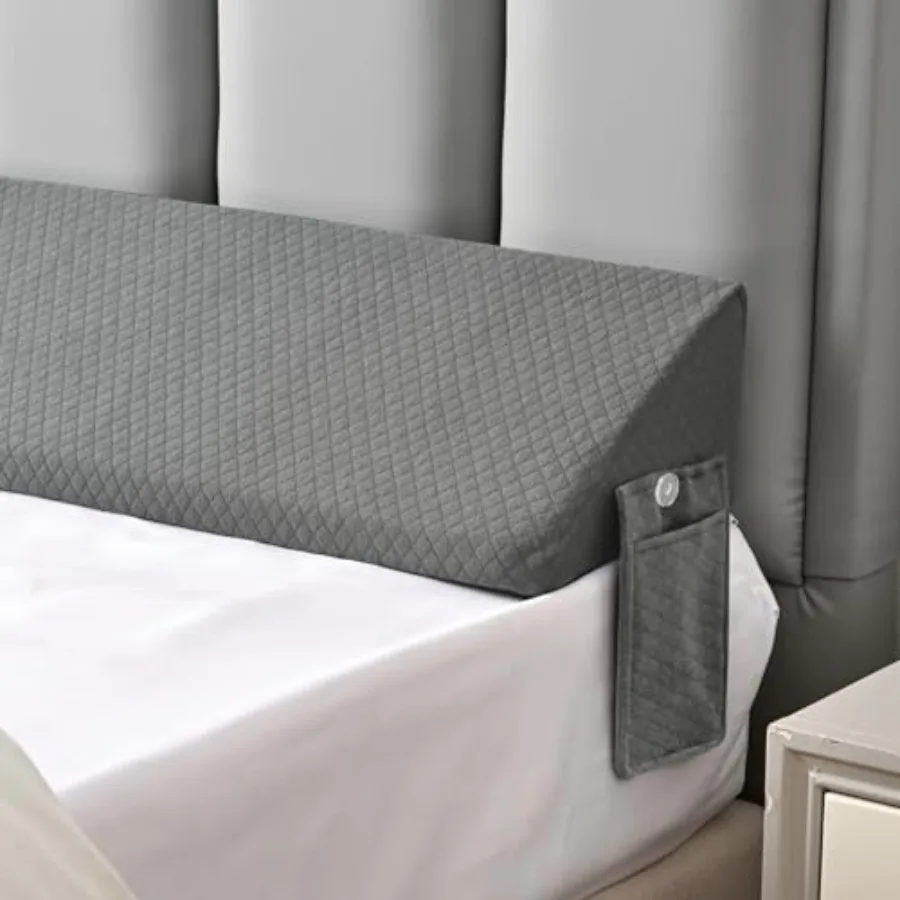 

Bed Wedge Pillow for Bed Headboard Gap Filler Long Triangle Corner Nora PillowsDense Foam Avoid Things Drops Between Mattress a