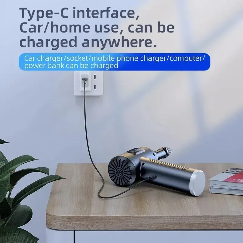 Dual Purpose Air Dust Collector50000 Rpm 3Speed Powerful Suction Wireless Handheld Cordless Car And  Computer Vacuum Cleaner