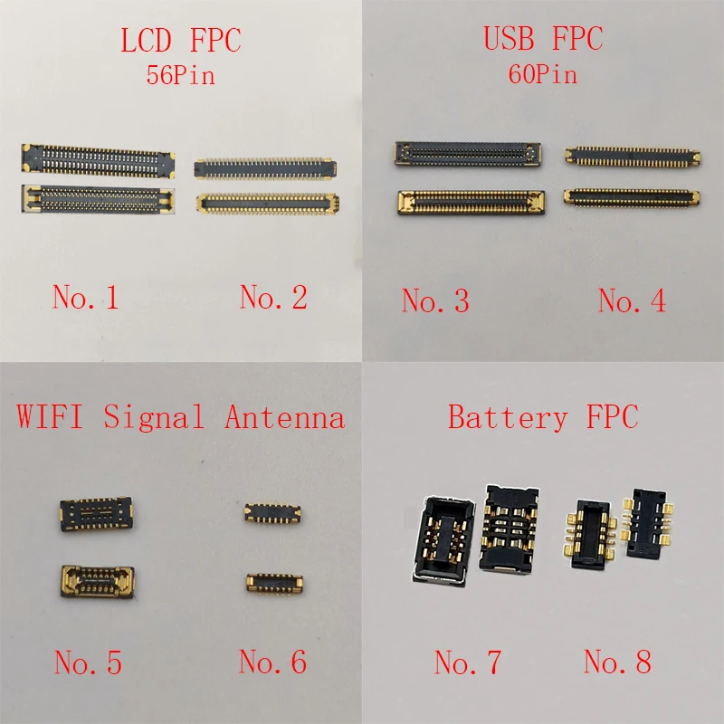 10Pcs 56 60 Pin LCD Display WIFI Signal Antenna FPC Connector For Samsung Galaxy S21/Ultra/Plus USB Board Charging Battery Plug