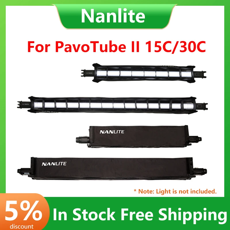 Nanlite For PavoTube II 15C/30C Softbox Light Tube Barndoor With Eggcrate Grid Honeycomb For Nanguang 77cm 117cm Light Tube Lamp