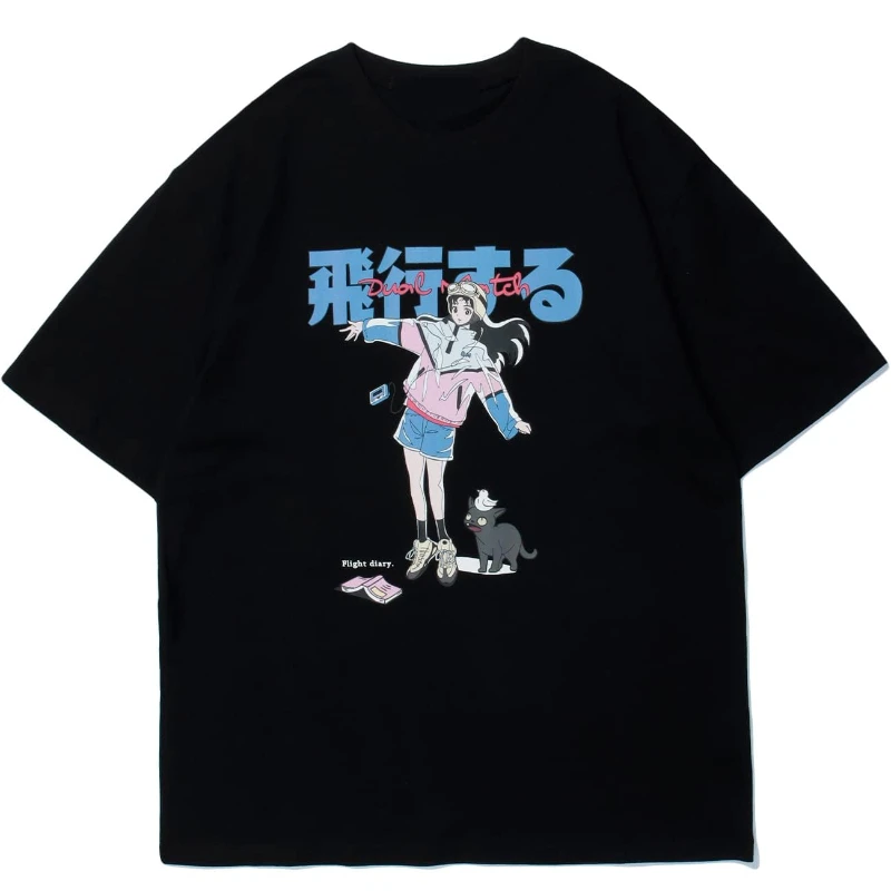 Hip-hop streetwear Harajuku girls printed T-shirts summer, autumn and winter men's and women's short-sleeved cotton T-shirts