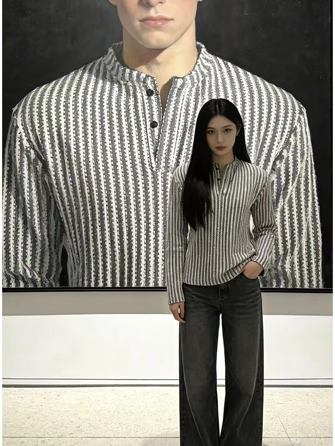 Camiseta de Manga Larga para Hombre, Forrada de Felpa, Cuello Henley, Prenda Interior Cálida, Suave y Cómoda, Corte Estándar, Popular entre Jóvenes, para Uso Diario