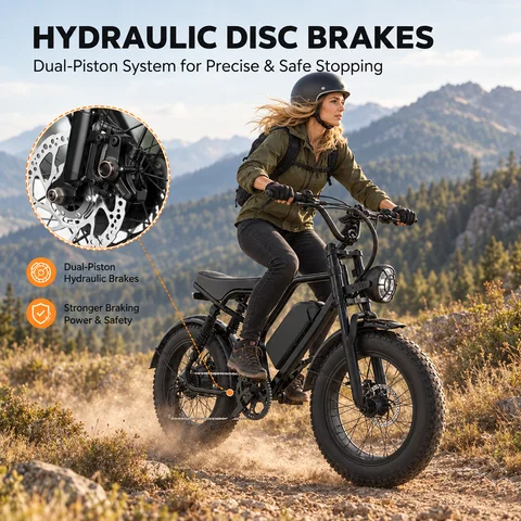 1500W Peak Electric Bike for Adults 48V 20Ah Fat Tire E-bike 28MPH Retro Moped Full Suspension Hydraulic Brakes All-Terrain Mountain Bicycle