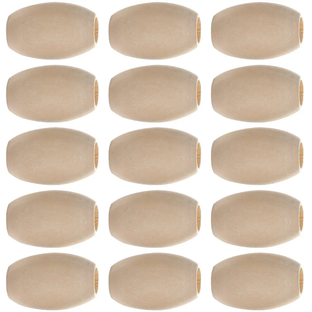 30Pcs Oval Wood Beads DIY Wooden Loose Beads Smooth Surface Jewelry Making Supplies Garland Crafts Bracelet Necklace Accessories