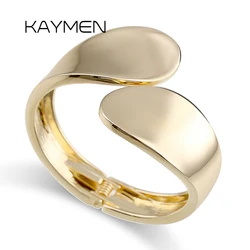 New Double Water-drop Golden Metal Cuff Bracelet for Girls Women's Costuem Jewelry Statement Chunky Bangle Drop-shipping