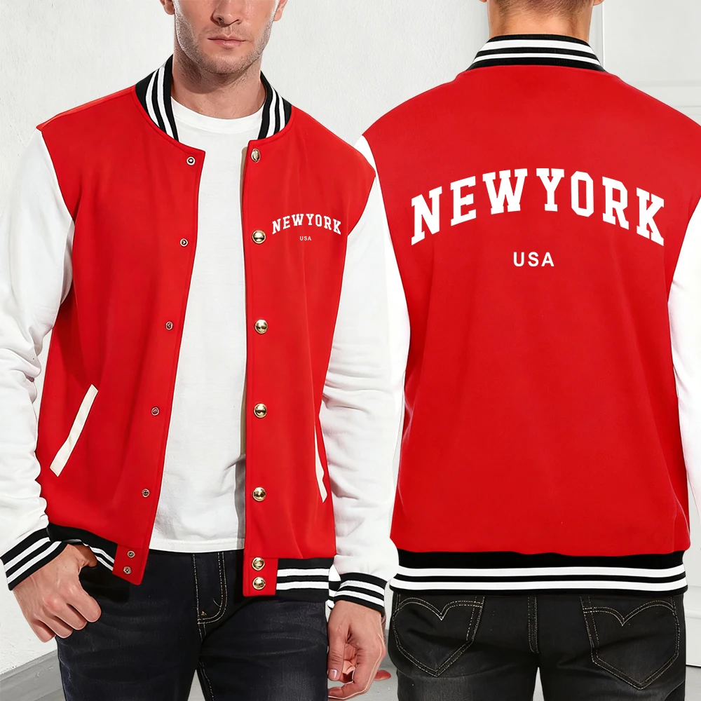 

New York Usa Letter Printing Cotton Baseball Jersey Mens Winter Thermal Coats Casual Pocket Jackets Hip Hop Male Streetwears