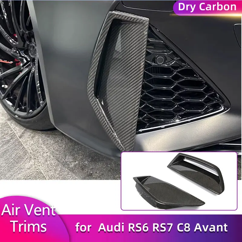 

Prepreg Dry Carbon Front Bumper Air Vent Trims for Audi RS6 RS7 C8 Avant 4-Door 2019-2024 Car Racing Front Scoop Canards
