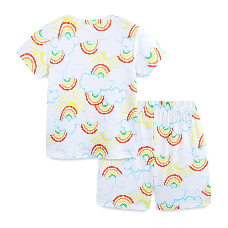 Little maven Kids Clothes 2026 Summer Sets Baby Girls Children's Clothing Cartoon RainbowT Shirts Tops+Pants Tracksuit