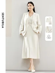 SENTUBILA, traje de dos piezas con Blazers para mujer, primavera otoño 20224, vestido sin mangas por debajo de la rodilla con cintura calada Sexy, conjunto a juego 141Z53141