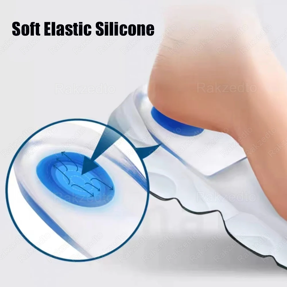 Gel Shoe Insoles for Men Women Heel Spurs Pain Relief Shoe Heel Pad Soft Silicone Foot Heel Cup Insert Height Increase Template