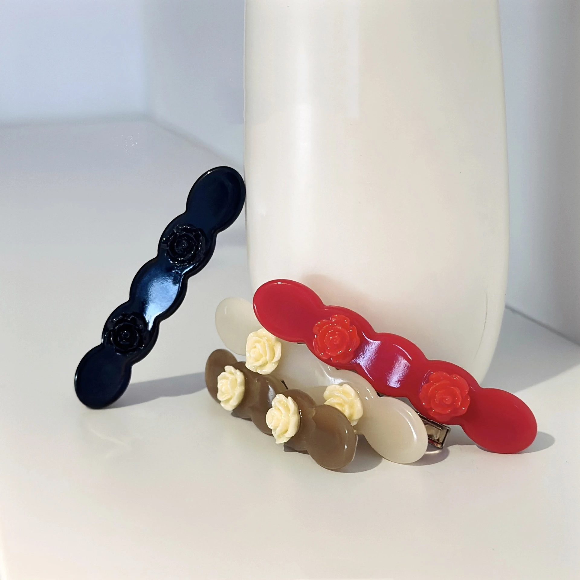 New Simple Rose Flower Acetate Hairpin Solid Color Personality Bangs Clip for Women Cool Girl Trendy Jewelry Gift 2023 NEW