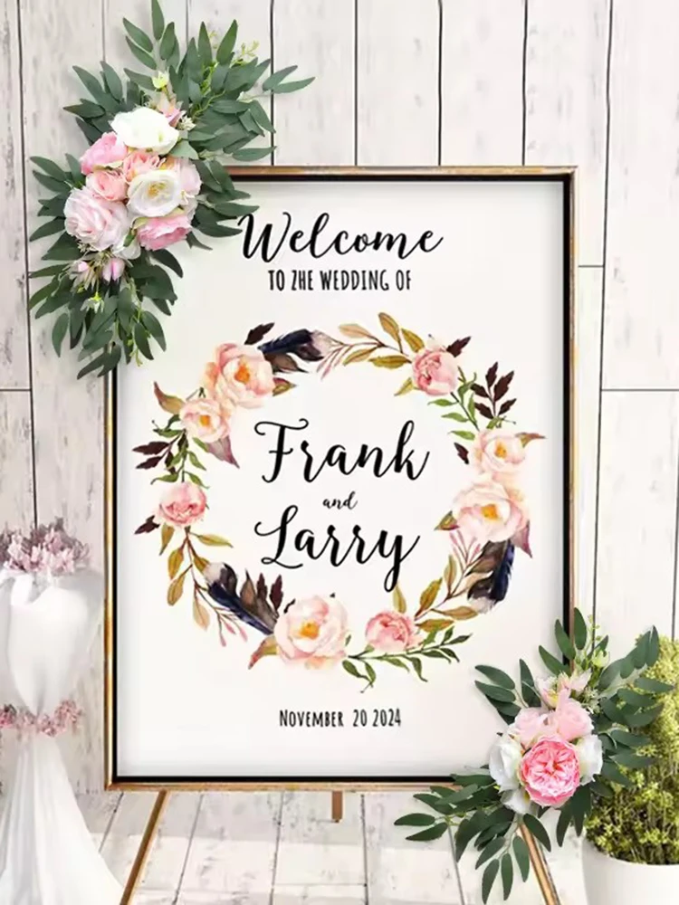 Grand 2 pièces fleur artificielle Swag guirlande rustique mariage arc fleurs Kit pour signe décoratif Floral Swag arc bricolage Kit