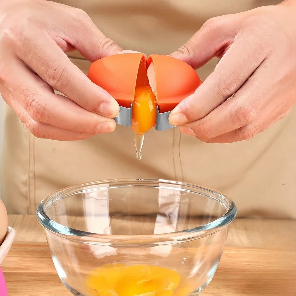 New Handheld Raw Egg Shell Opener PP Creative Egg Opener Tool Stainless Steel Eggshell Opening for Cooking Camping
