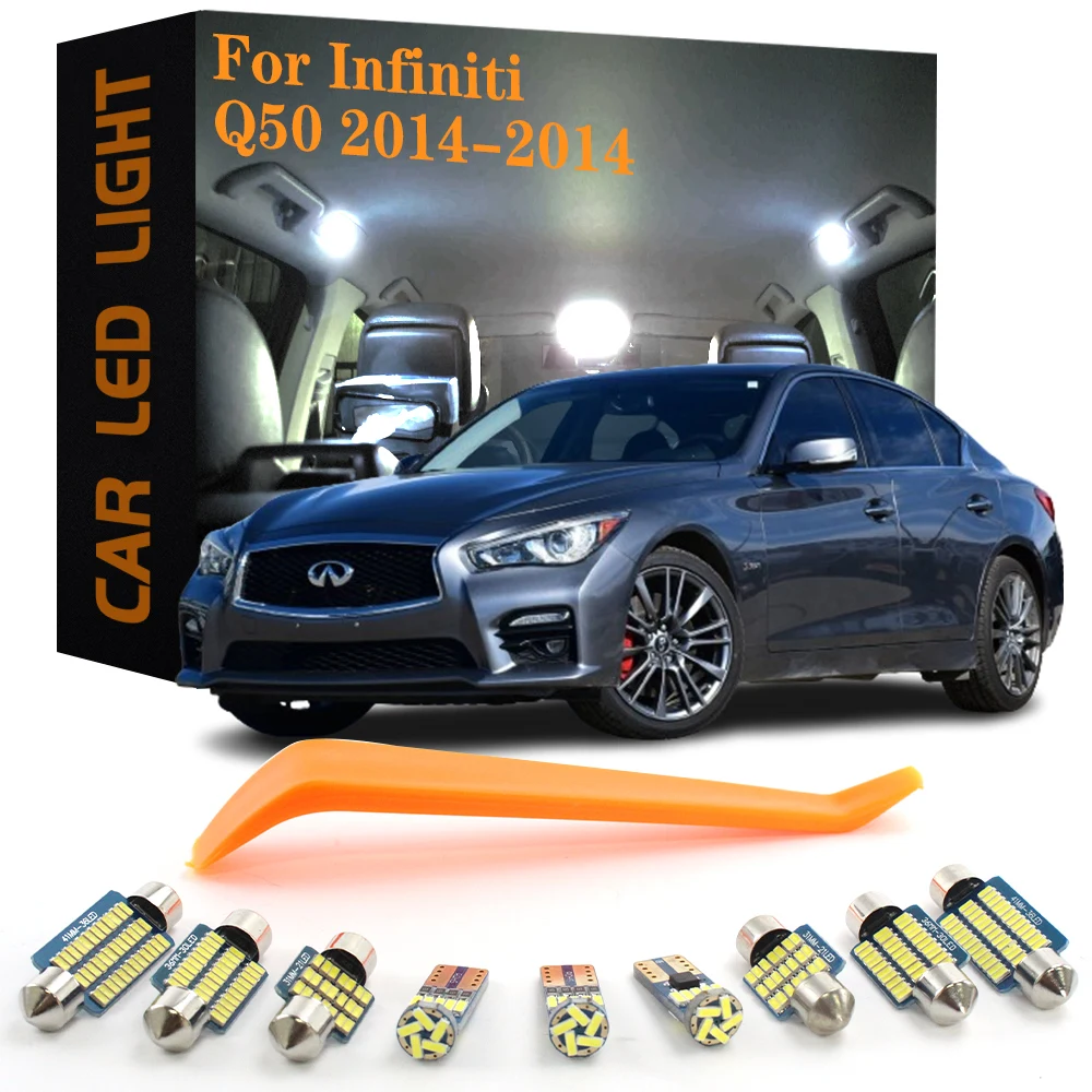 10pcs Canbus Car Accessories LED Interior Light For Infiniti Q50 2014 2015 2016 2017 2018 2019 2020 2021 2022 2023 2024 No Error