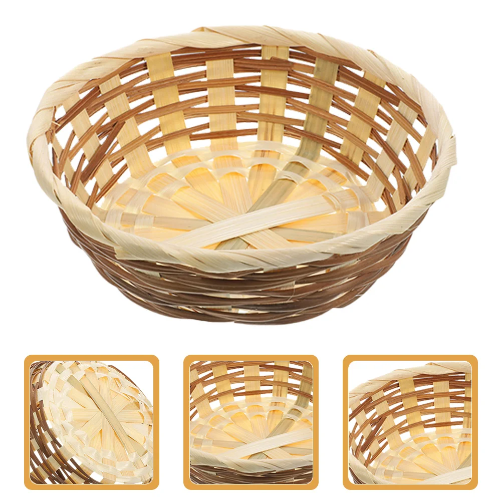 

Handmade Bamboo Woven Fruit Basket Set Storage Organizer For Kitchen Home Decor Round Deepened Baskets Reusable Serving