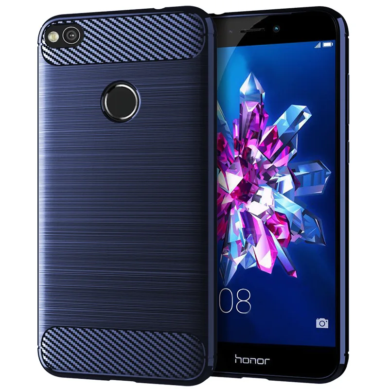 Shockproof Case For Honor 8 Lite Phone Cover Silicone Brushed Cases For honor 8lite Huawey Carbon Fiber Case