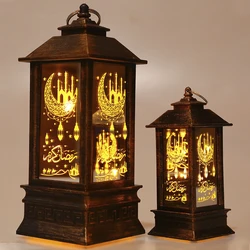 Ramadan Lantern Lamp Eid Mubarak LED Wind Night Lights Hanging Lamp Muslim Islam Ornament Elegant Square Lantern Festive Decor