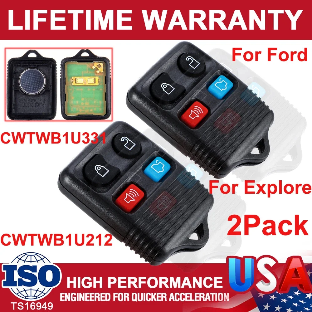 

2Pcs 4 Botton Remote Key Case Replace Ford Lincoln Mercury CWTWB1U212 CWTWB1U322