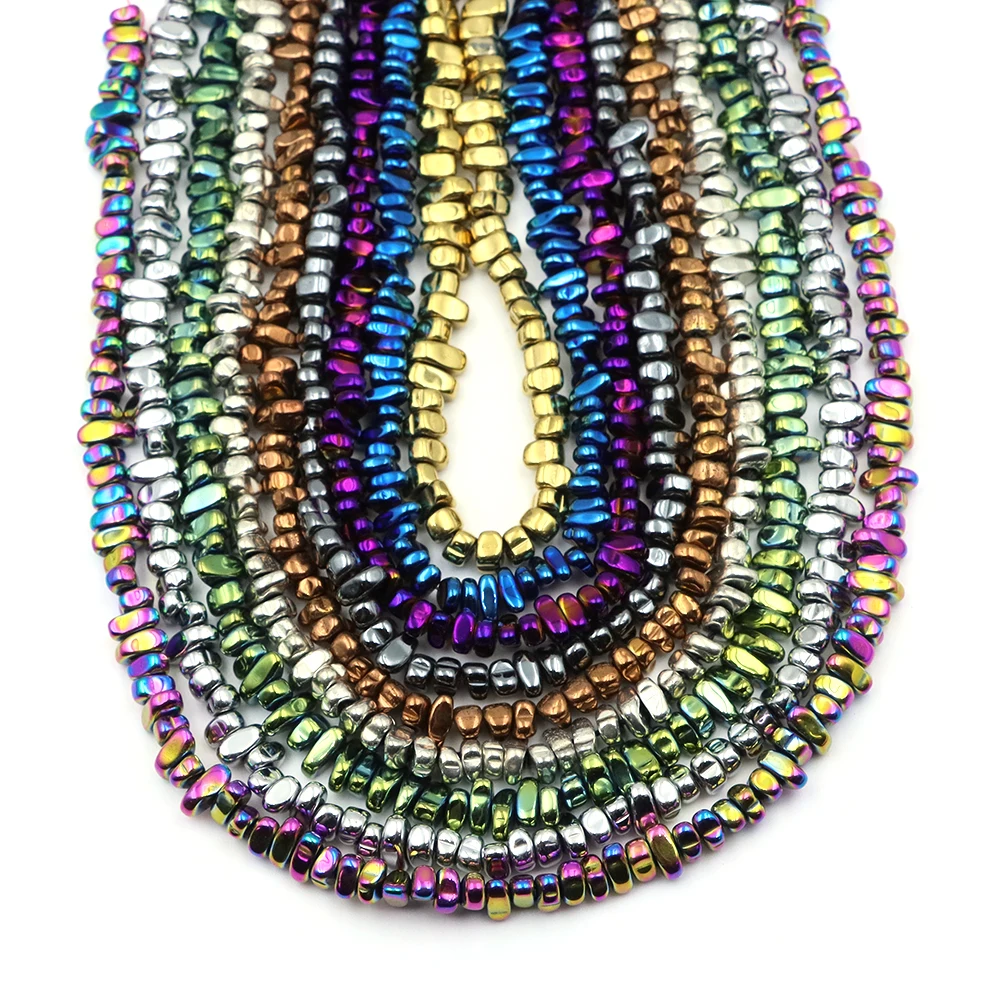 5-8 مللي متر الذهب اللون الفضة مطلي الهيماتيت غير النظامية الحصى الحجر الطبيعي فاصل فضفاض الخرز صنع المجوهرات سوار DIY اكسسوارات #4