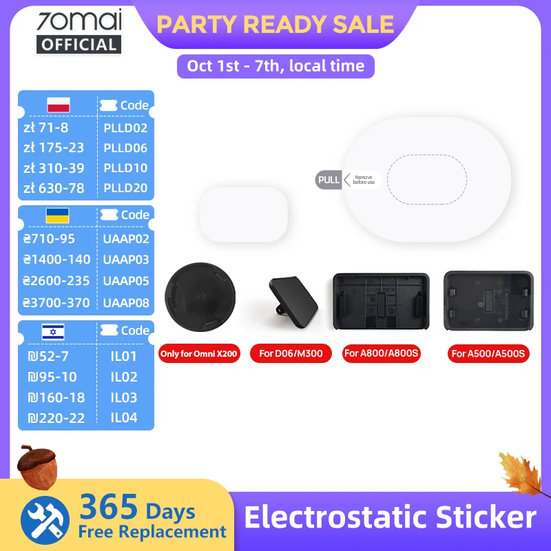 70mai Mount & Sticker Tool Pack for 70mai Dash Cam T800/X800/A810/A510/A800S/A500S/1S/M300/M200 Car DVR Mount
