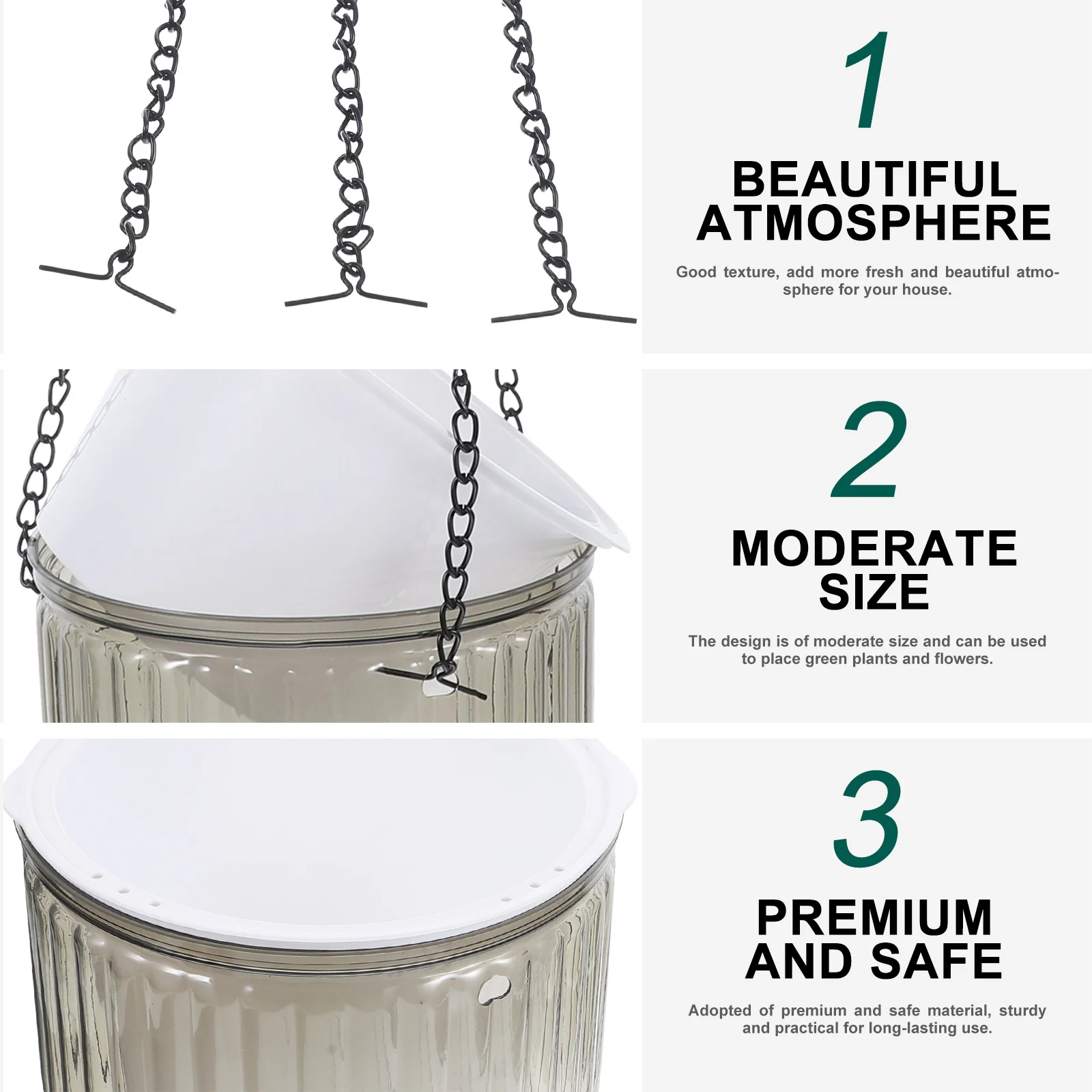 

Automatic Hanging Planter with Self Absorbing Wick System Indoor Outdoor Wall Mount Flower Pot for Garden Balcony Yard