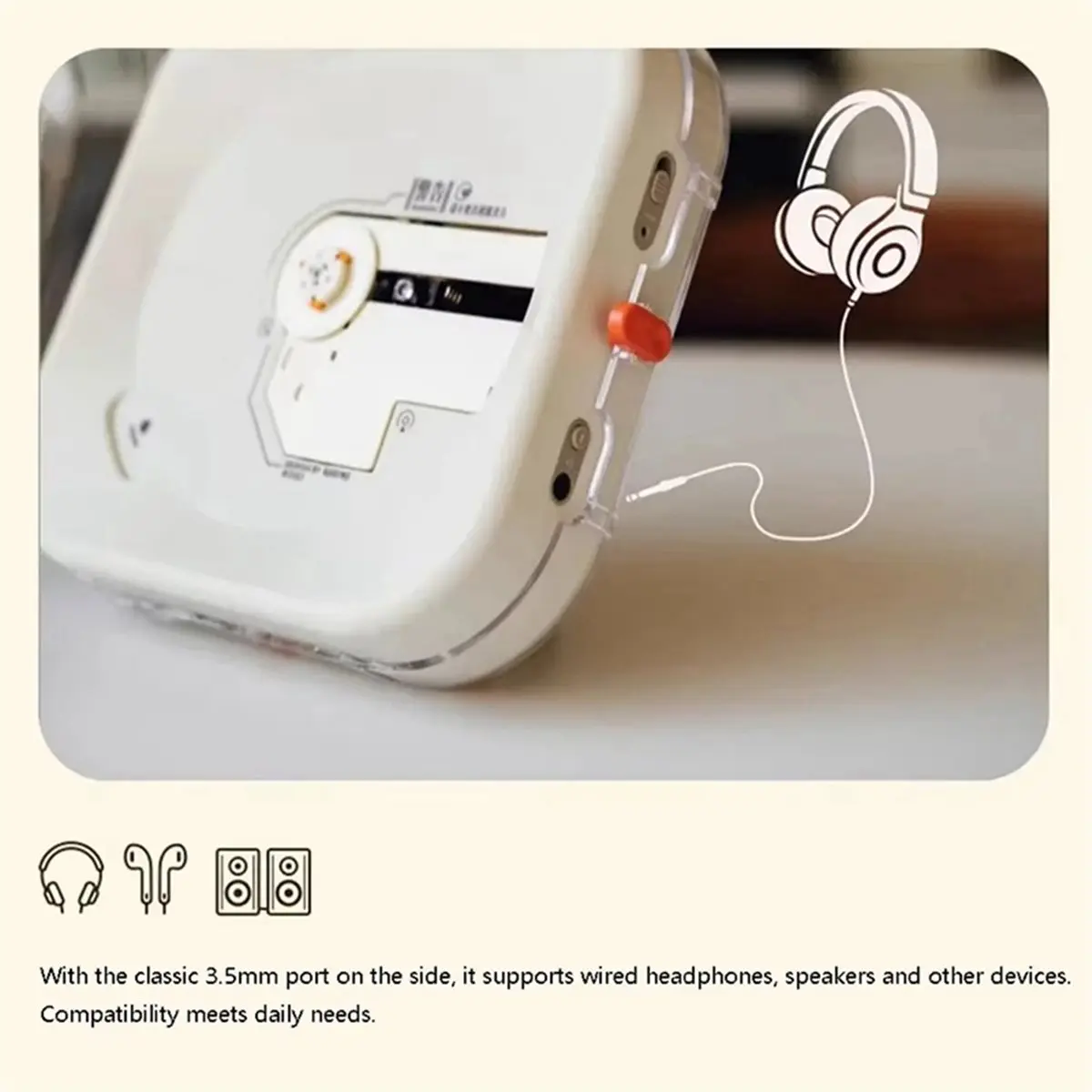 (A99Z] Portable CD Player Dazzling Colour Music Bluetooth 5.3 Rechargeable HIFI CD Player Small Mini Multi Mode Playback